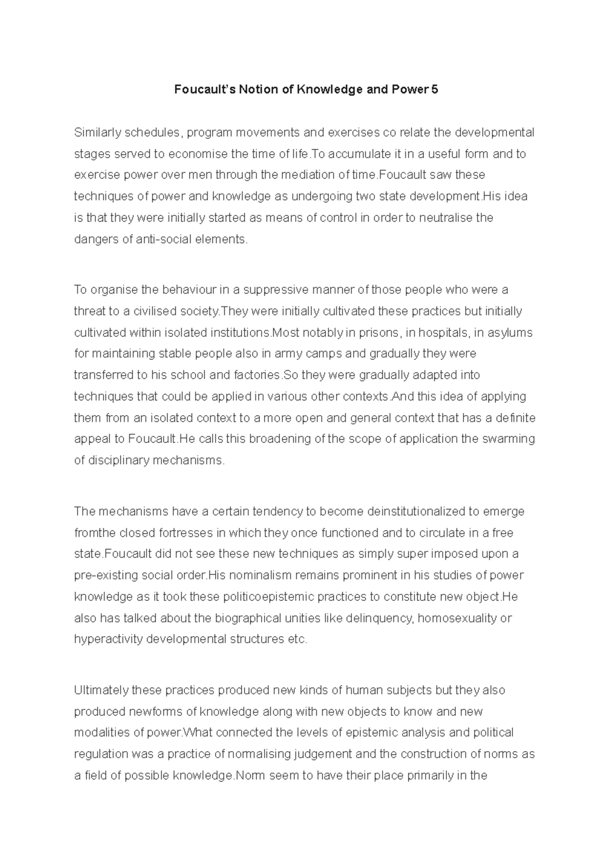 Foucault’s Notion of Knowledge and Power 5 - Foucault’s Notion of ...