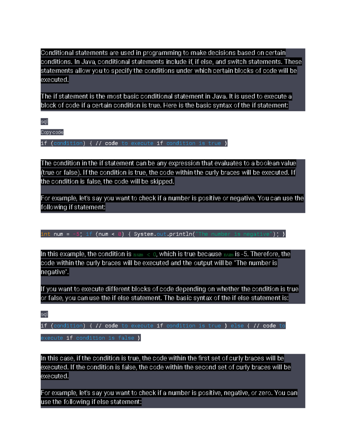 COM 101 lecture notes 7 - Conditional statements are used in ...
