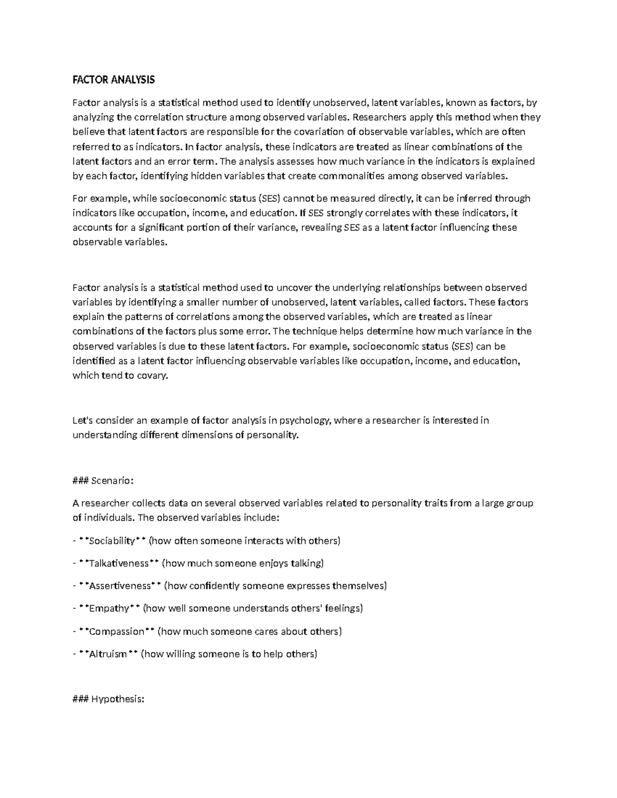 Factor Analysis - FACTOR ANALYSIS Factor analysis is a statistical ...