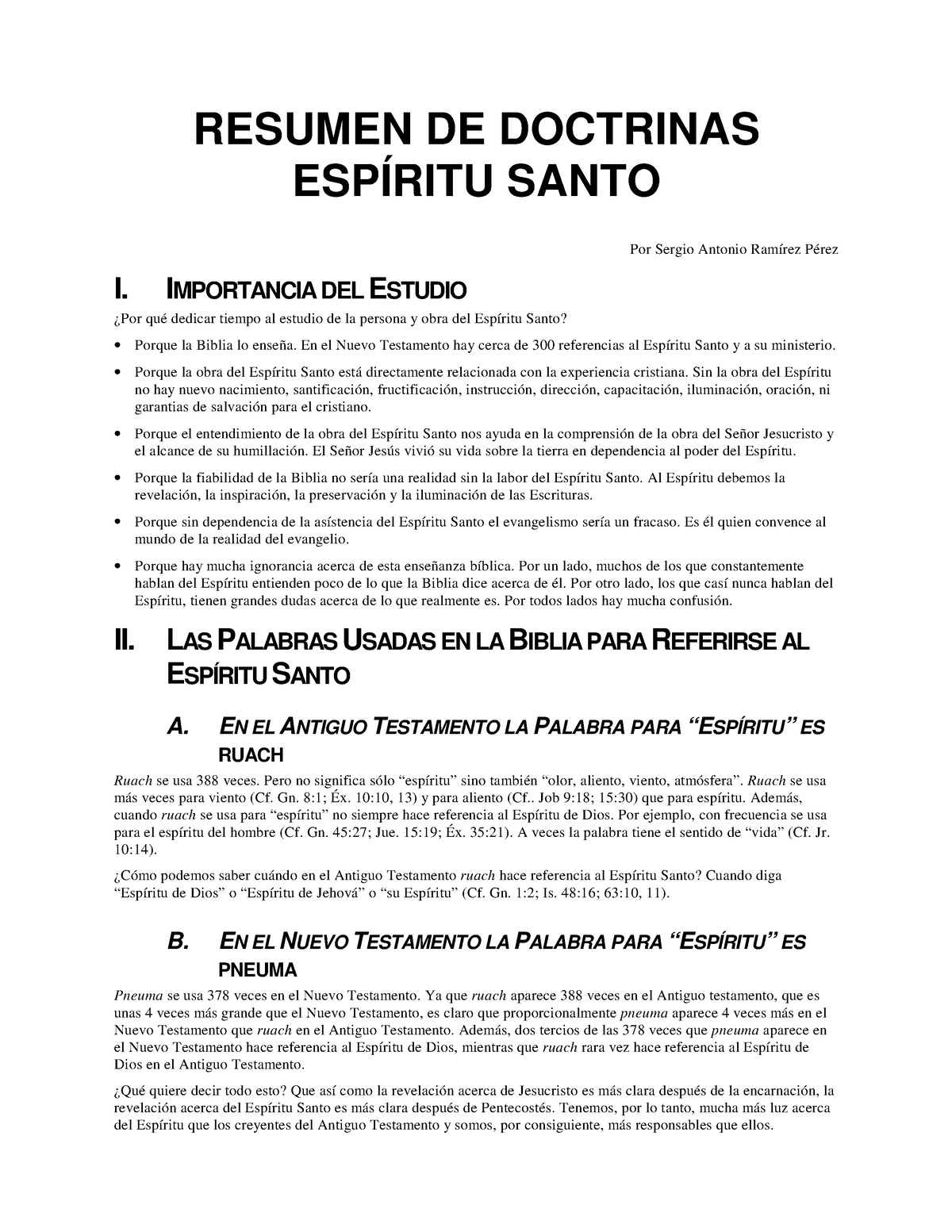 Resumen Doctrinal Pneumatologia - RESUMEN DE DOCTRINAS ESPÍRITU SANTO ...