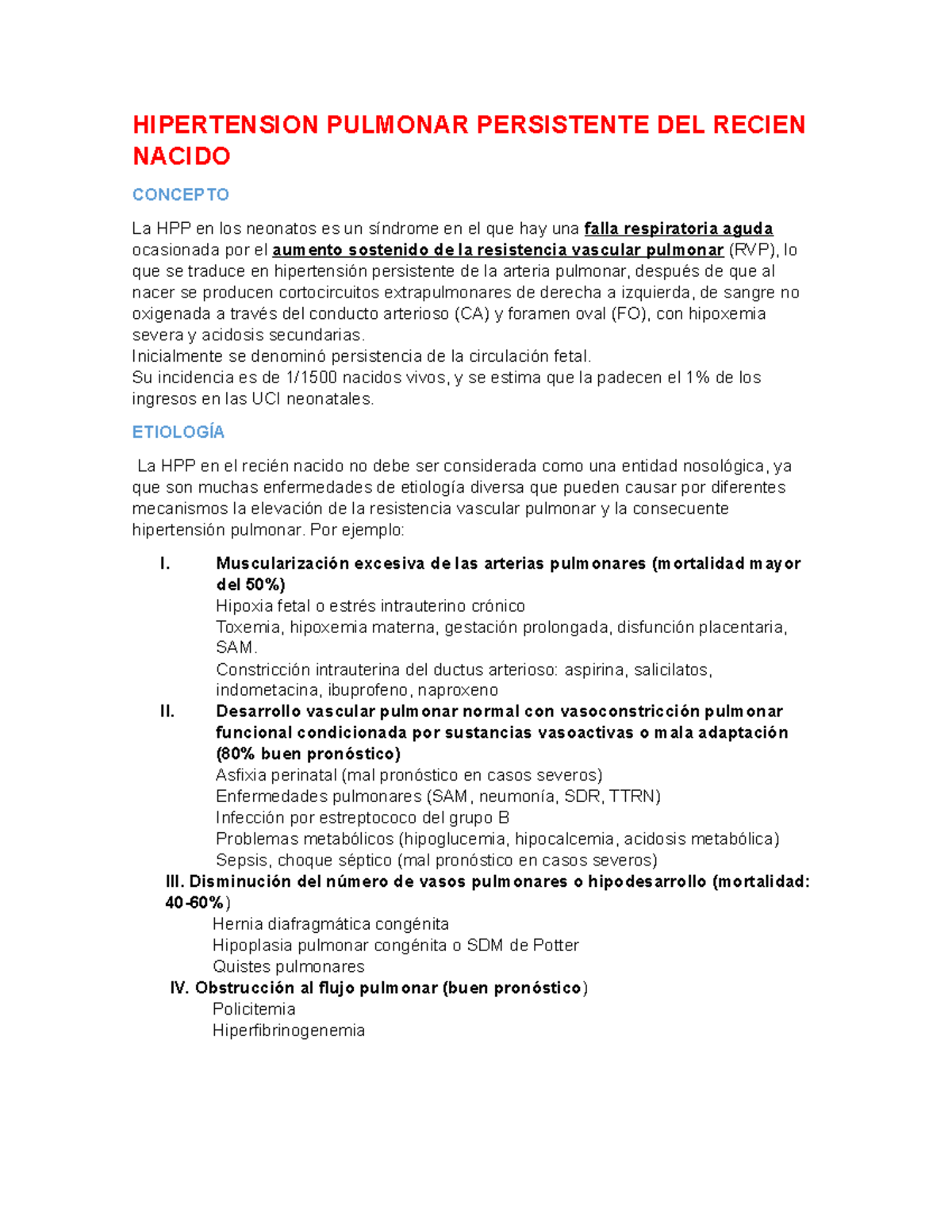 Pronóstico de hipertensión pulmonar en recién nacidos Pronóstico de hipertensión pulmonar en recién nacidos
