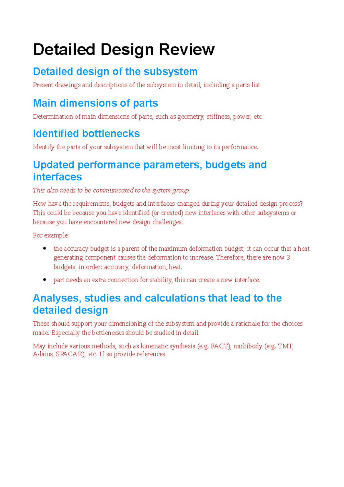 ME46015 PMD PF3 Detailed Design Template Detailed Design Review