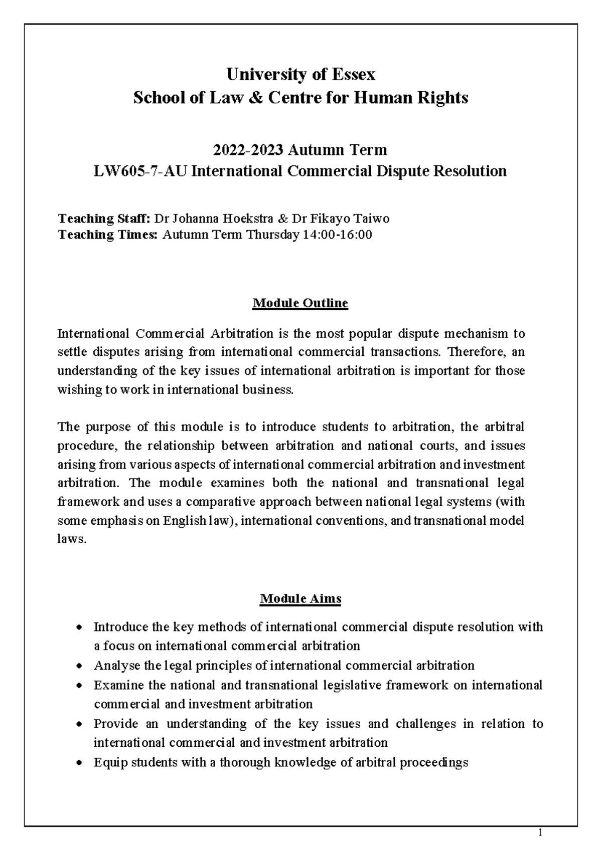 4 LW605 Iternational Commercial dispute Resolution-Module handbook 2022 ...