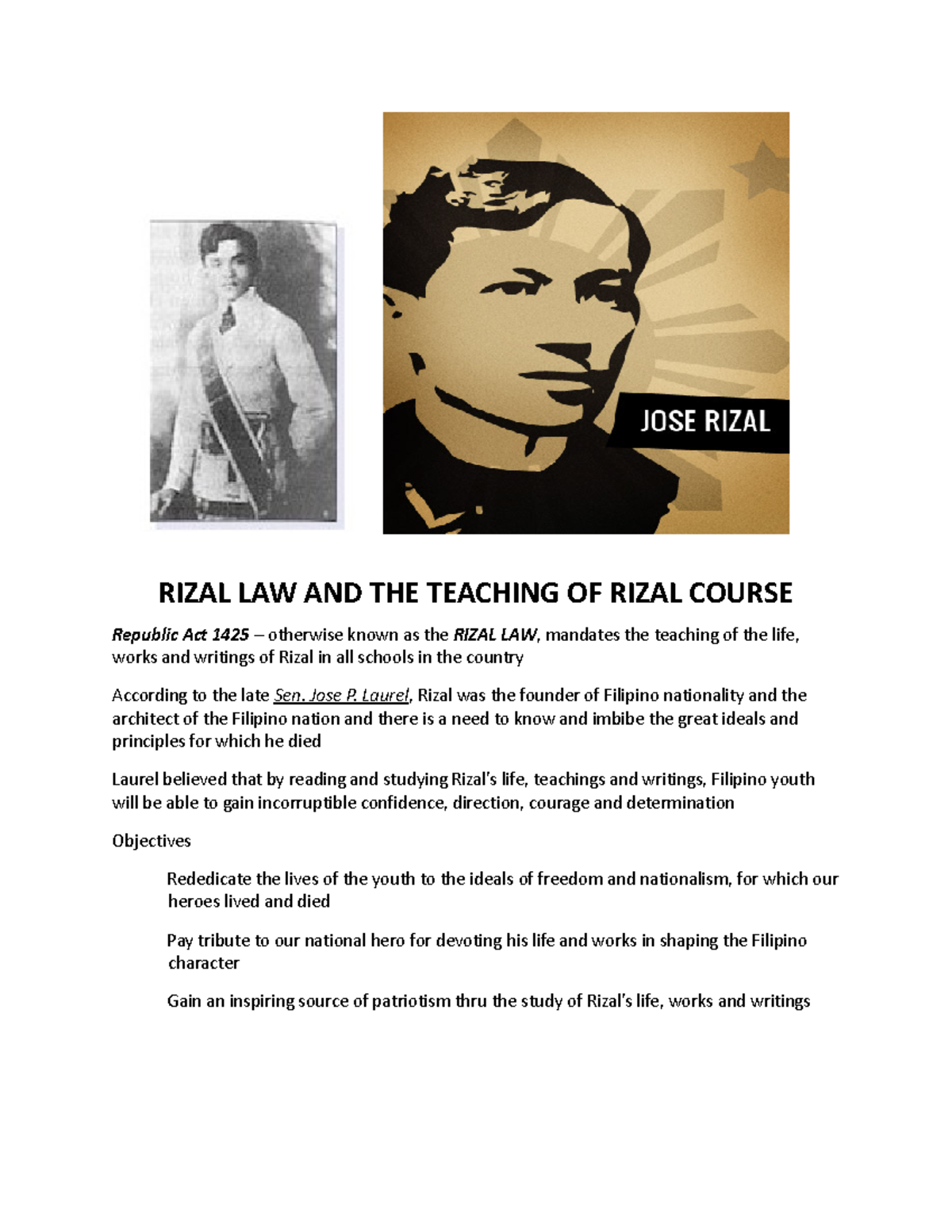 Rizal LAW AND THE Teaching OF Rizal Course 2 RIZAL LAW AND THE