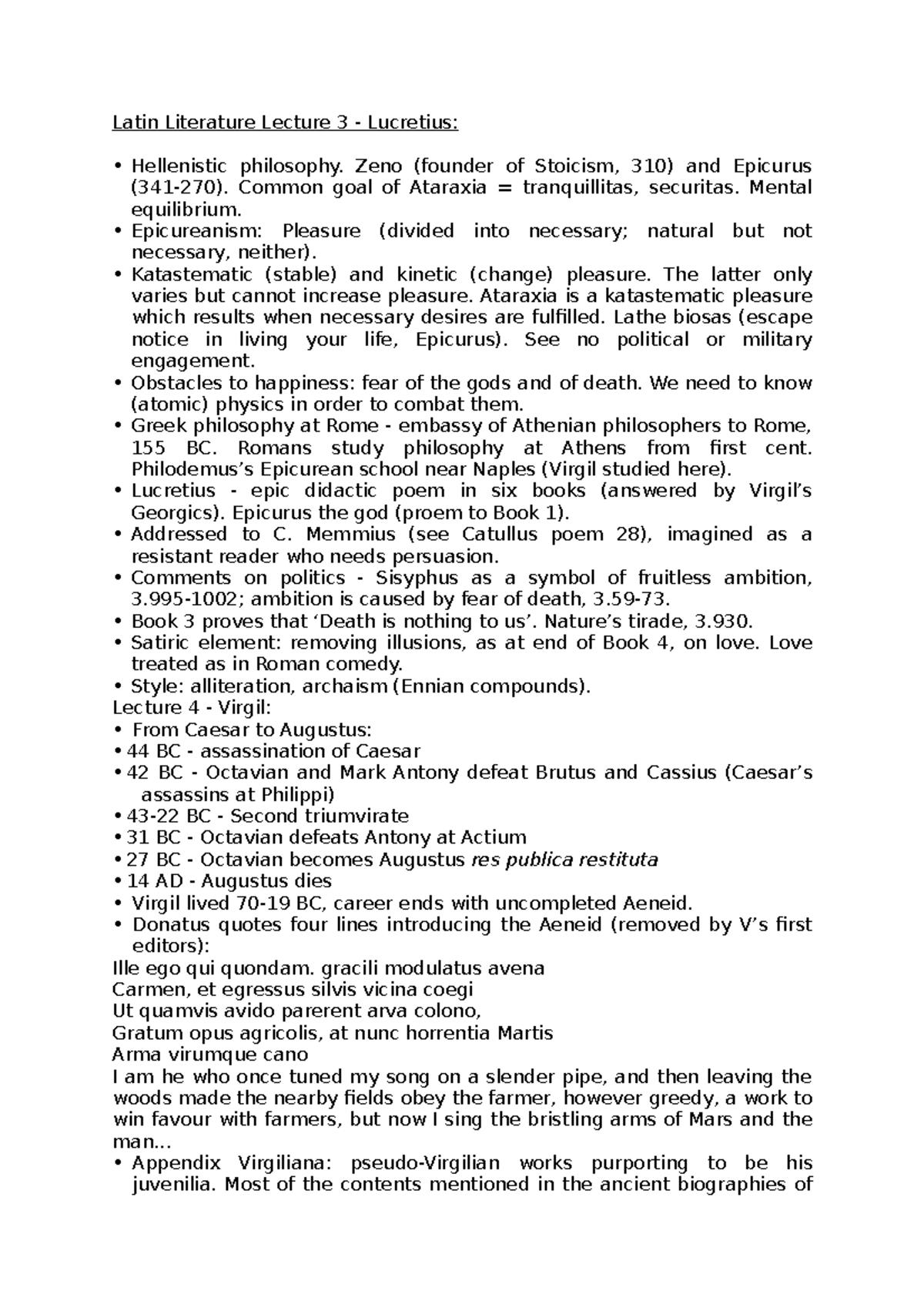 Latin Literature Lecture 3 - Lucretius - Latin Literature Lecture 3 ...