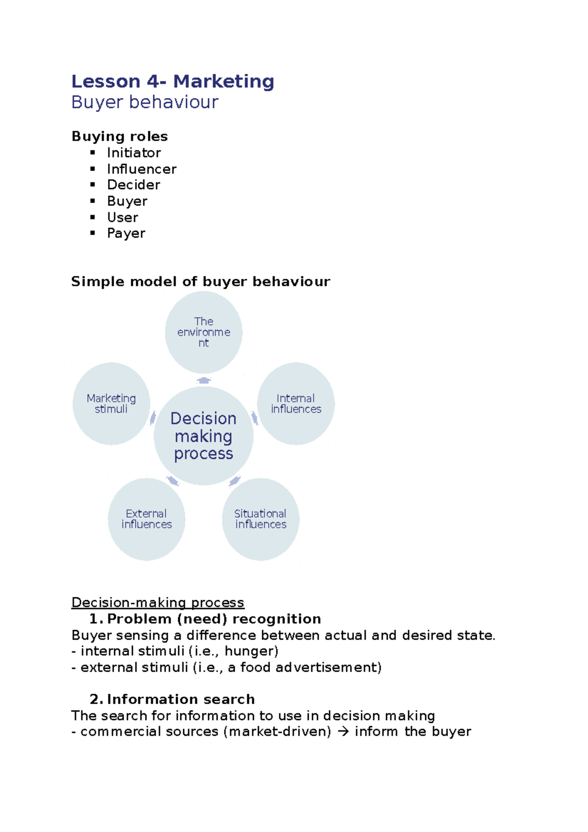 4. Buyer Behaviour - MKF - Lesson 4- Marketing Buyer Behaviour Buying ...