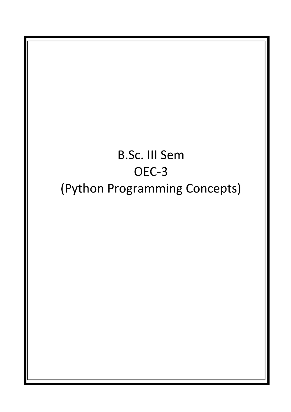 Unit II - Python Programming - B. III Sem OEC- 3 (Python Programming ...