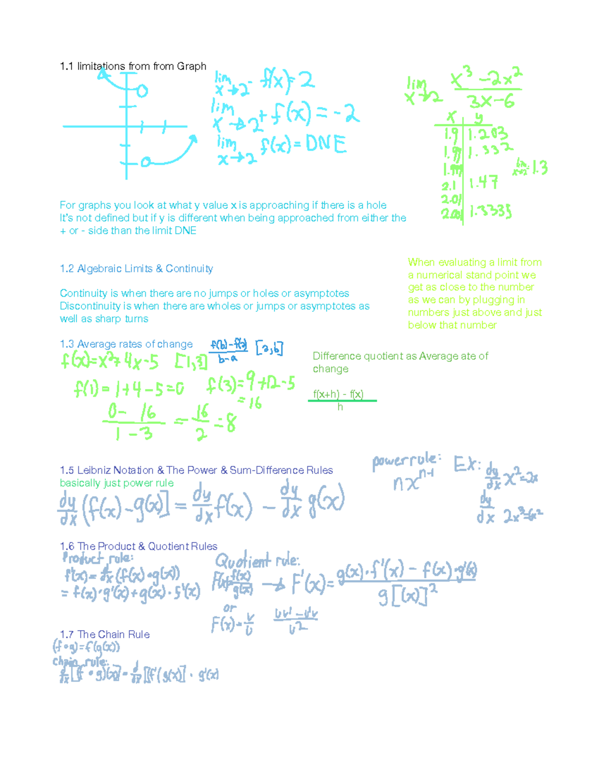Calc final prep - Framework provided by professor filled in by me - 1 ...