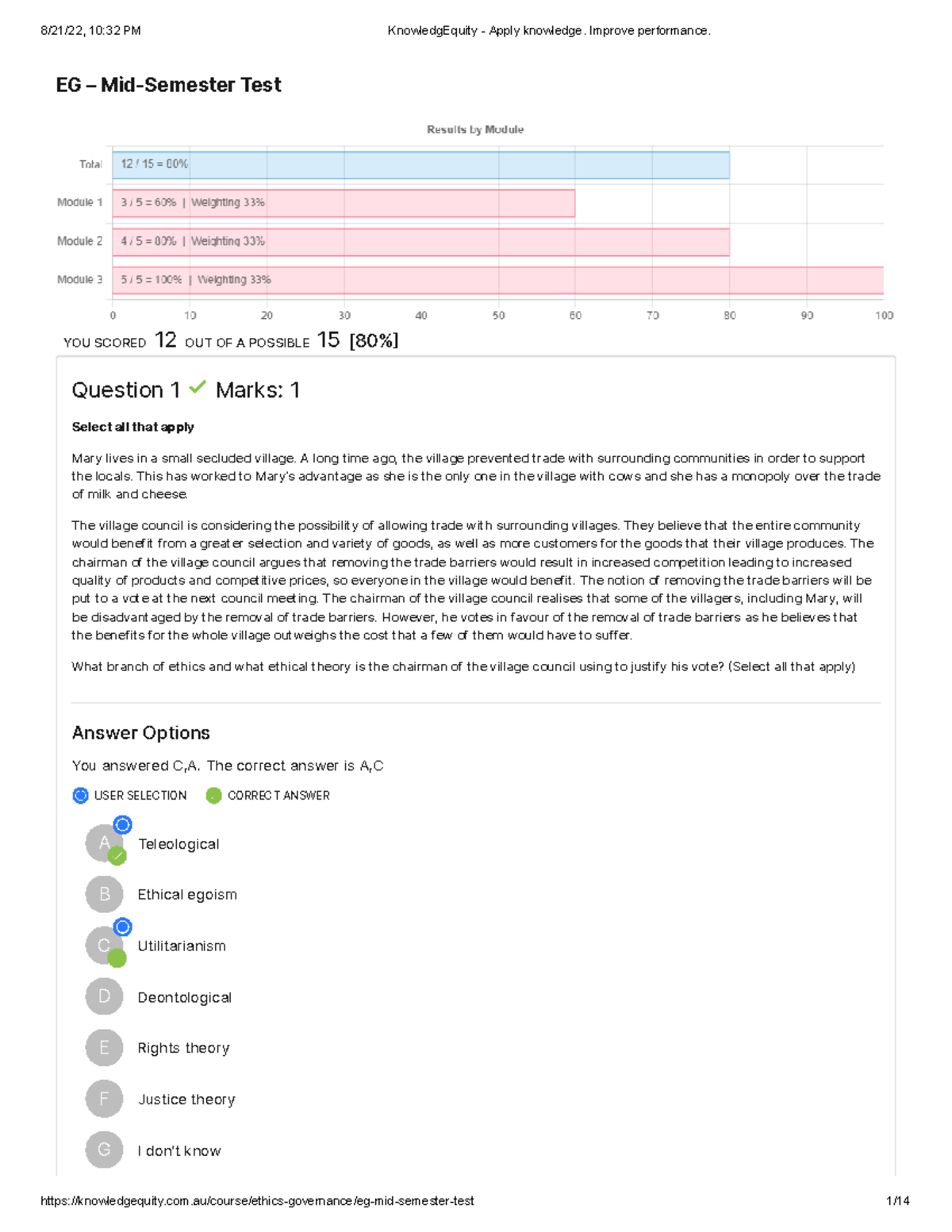 Mid Semester Test - For - EG – Mid-Semester Test YOU SCORED 12 OUT OF A ...