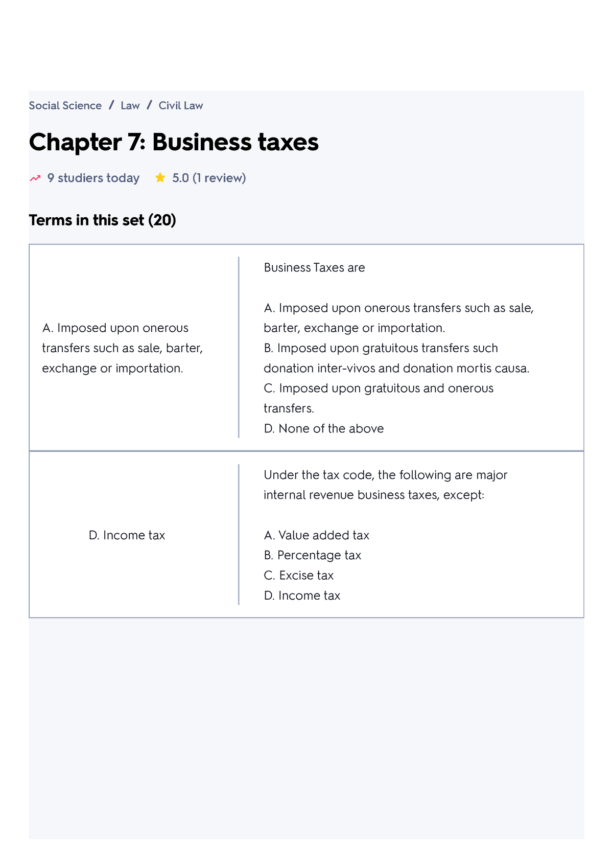 Chapter 7 Business Taxes Flashcards - Chapter 7: Business Taxes 9 ...