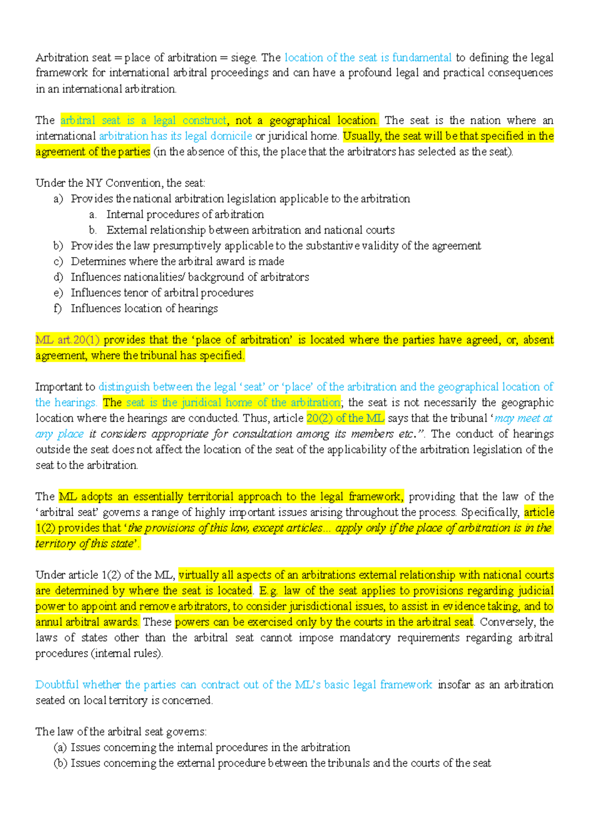 Transnational Arbitration - Seat of Arbitration - Arbitration seat ...