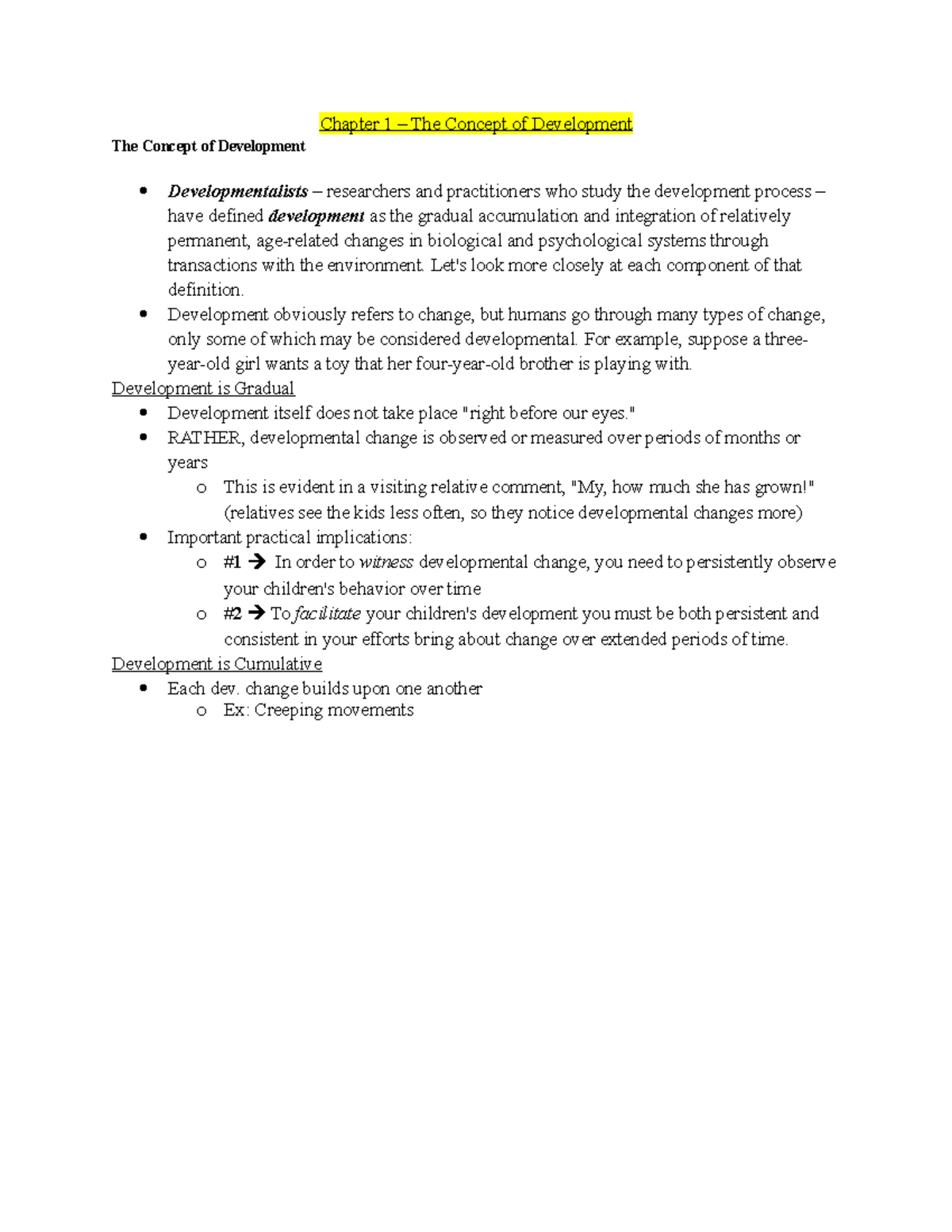 CHD2220 - Exam 1 (Ch 1, 2, 4) - Chapter 1 – The Concept Of Development ...