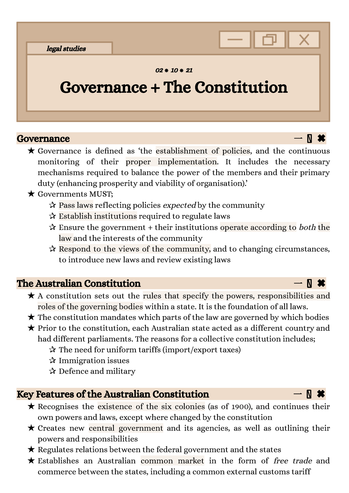 Legal Studies (3.1 - Government) - legal studies 02 10 21 Governance ...