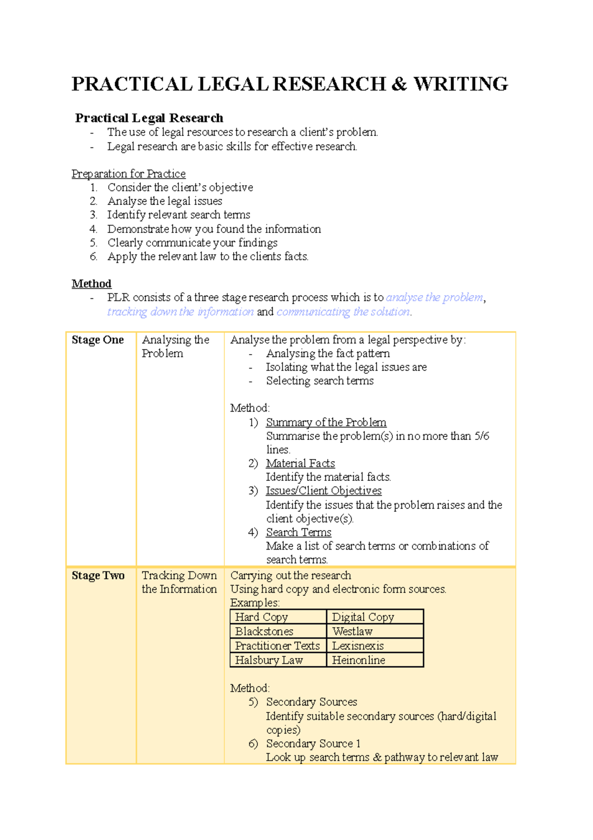 Practical Legal Research - PRACTICAL LEGAL RESEARCH & WRITING Practical ...