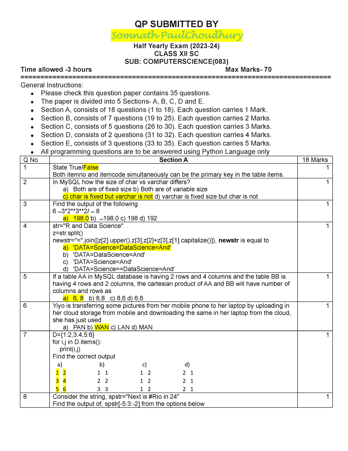 XIIComp Sc H Cs Paper 2024 QP SUBMITTED BY Somnath PaulChoudhury   Thumb 1200 1553 