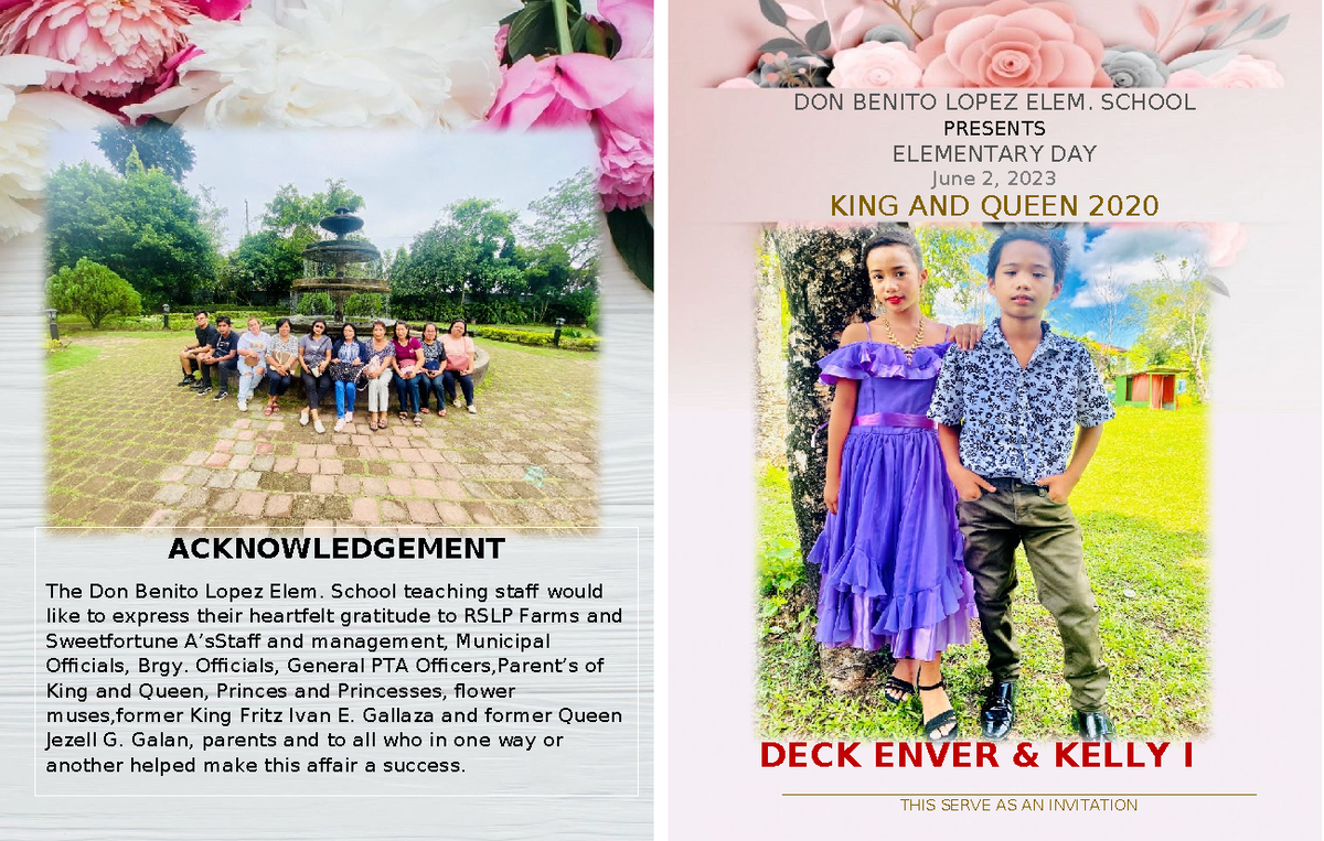 Program - DON BENITO LOPEZ ELEM. SCHOOL PRESENTS ELEMENTARY DAY June 2 ...