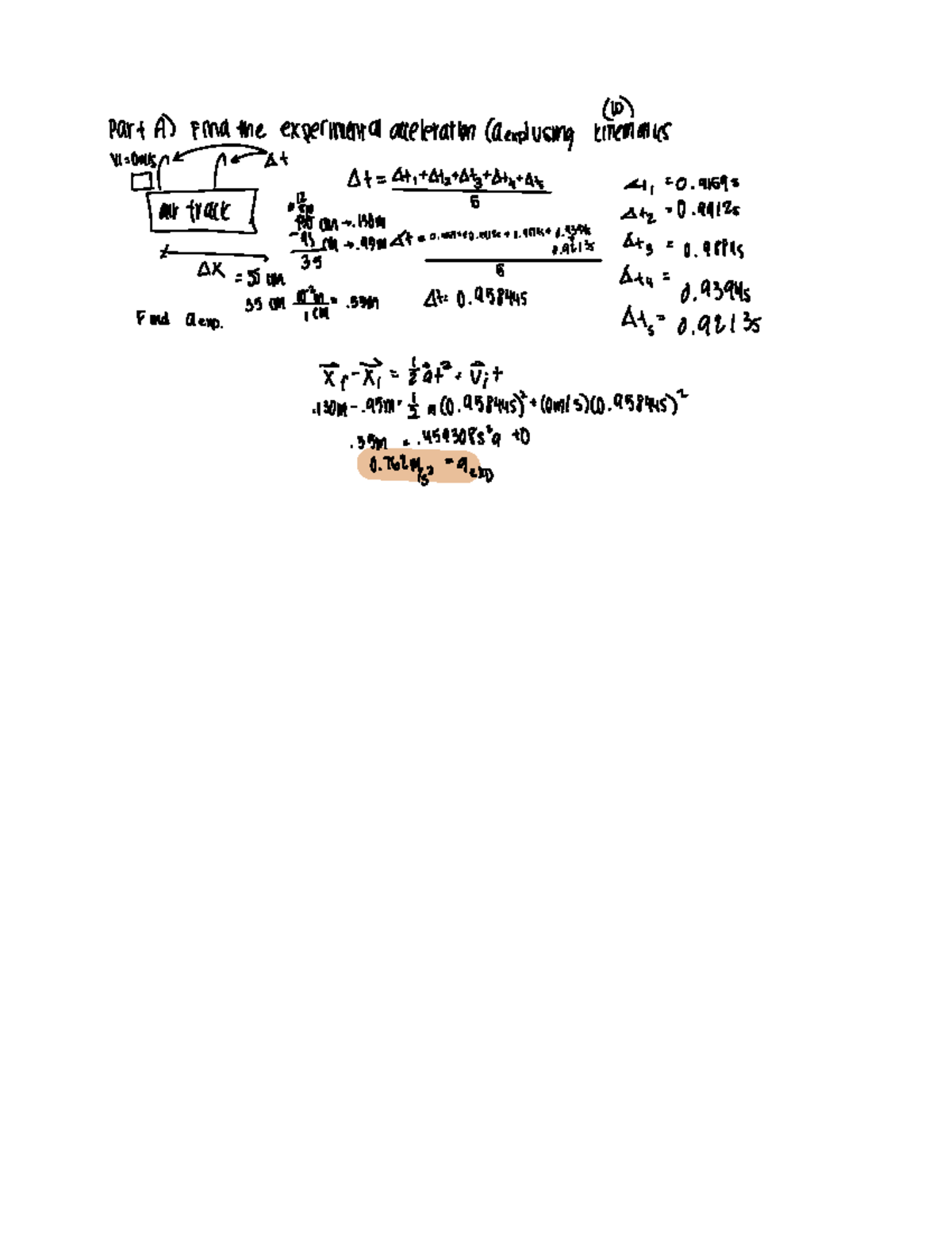 Lab 4 Lab Work Parta Findthe Experimentalacceleration Dexplusing