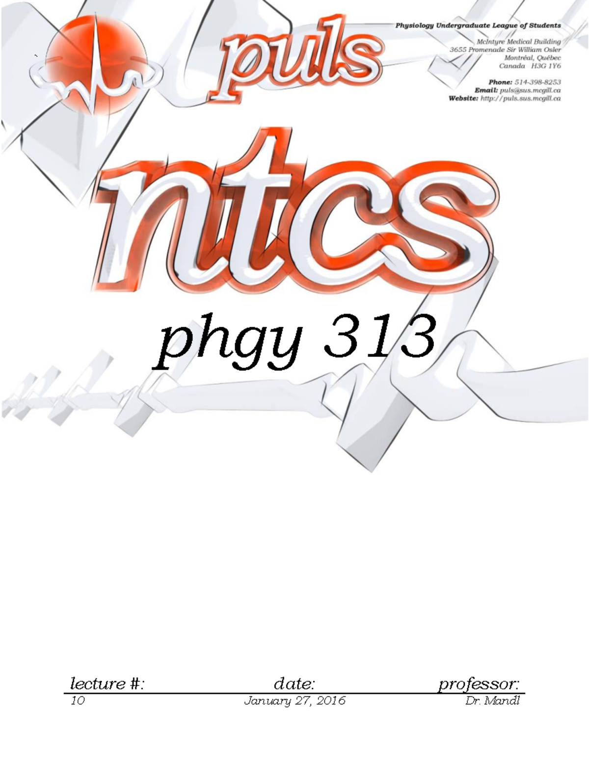 Phgy 313 Ntc Lecture 10 January 27 Studocu