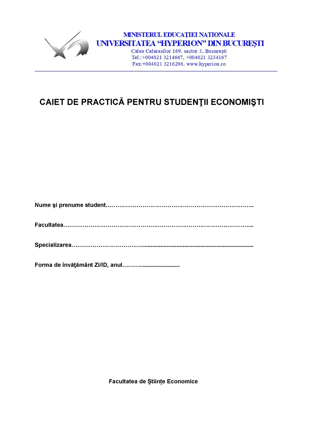 Caiet De Practica FSE-Hyperion - CAIET DE PRACTICĂ PENTRU STUDENŢII ...