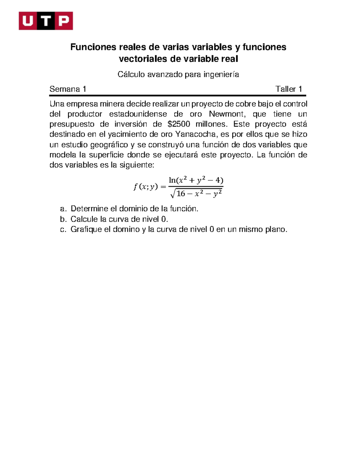 Taller 1 - Material - Funciones Reales De Varias Variables Y Funciones ...