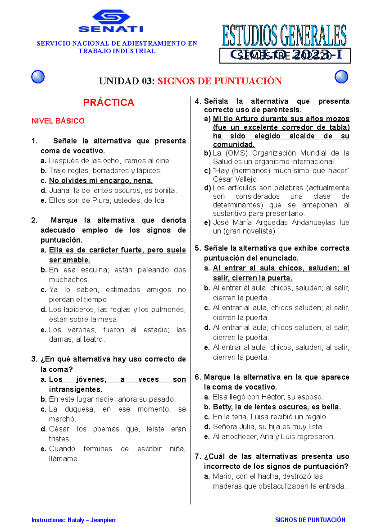 Signos de puntuacion - aass - UNIDAD 03: SIGNOS DE PUNTUACIÓN PRÁCTICA ...
