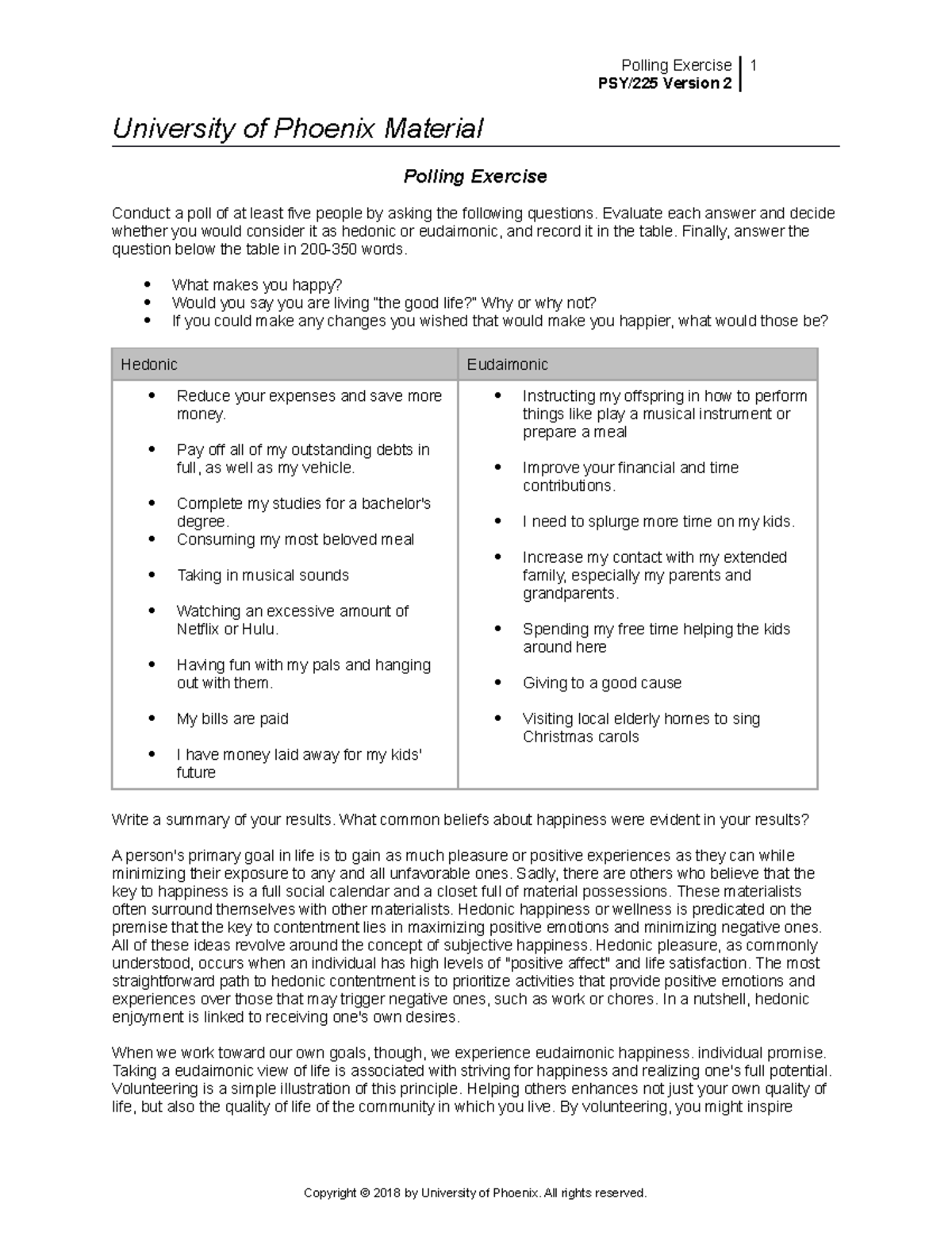 Psy225 V2 Polling Exercise - Polling Exercise PSY/225 Version 2 1 ...