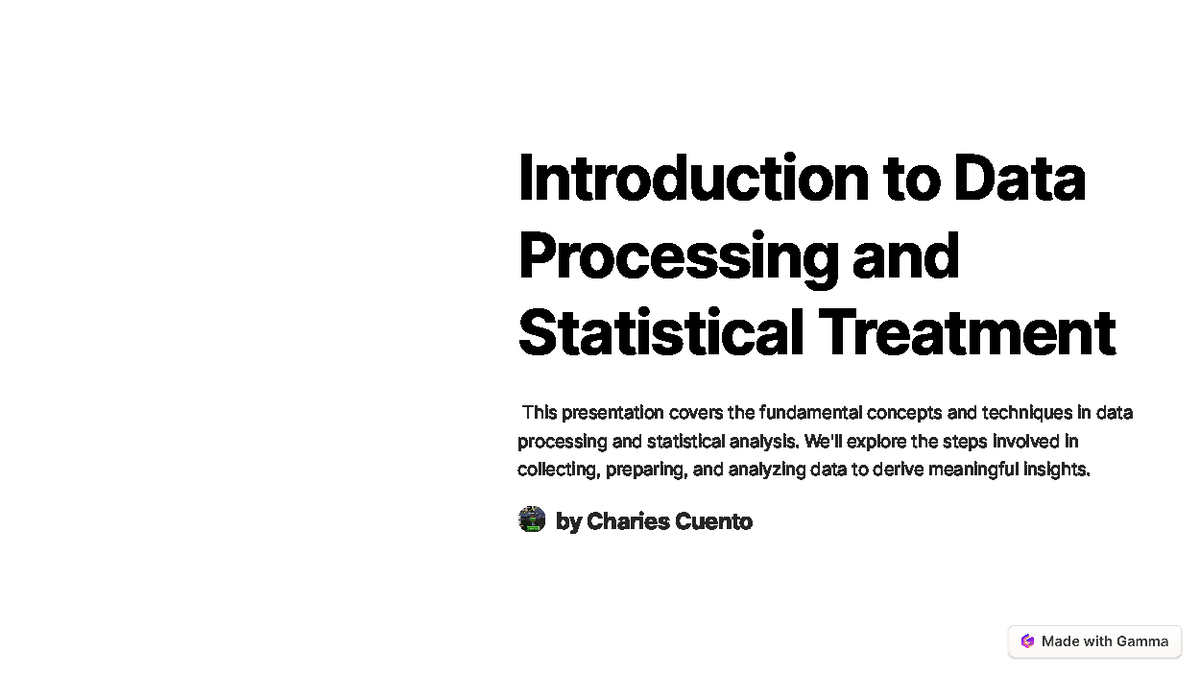 Introduction to Data Processing and Statistical Treatment ...