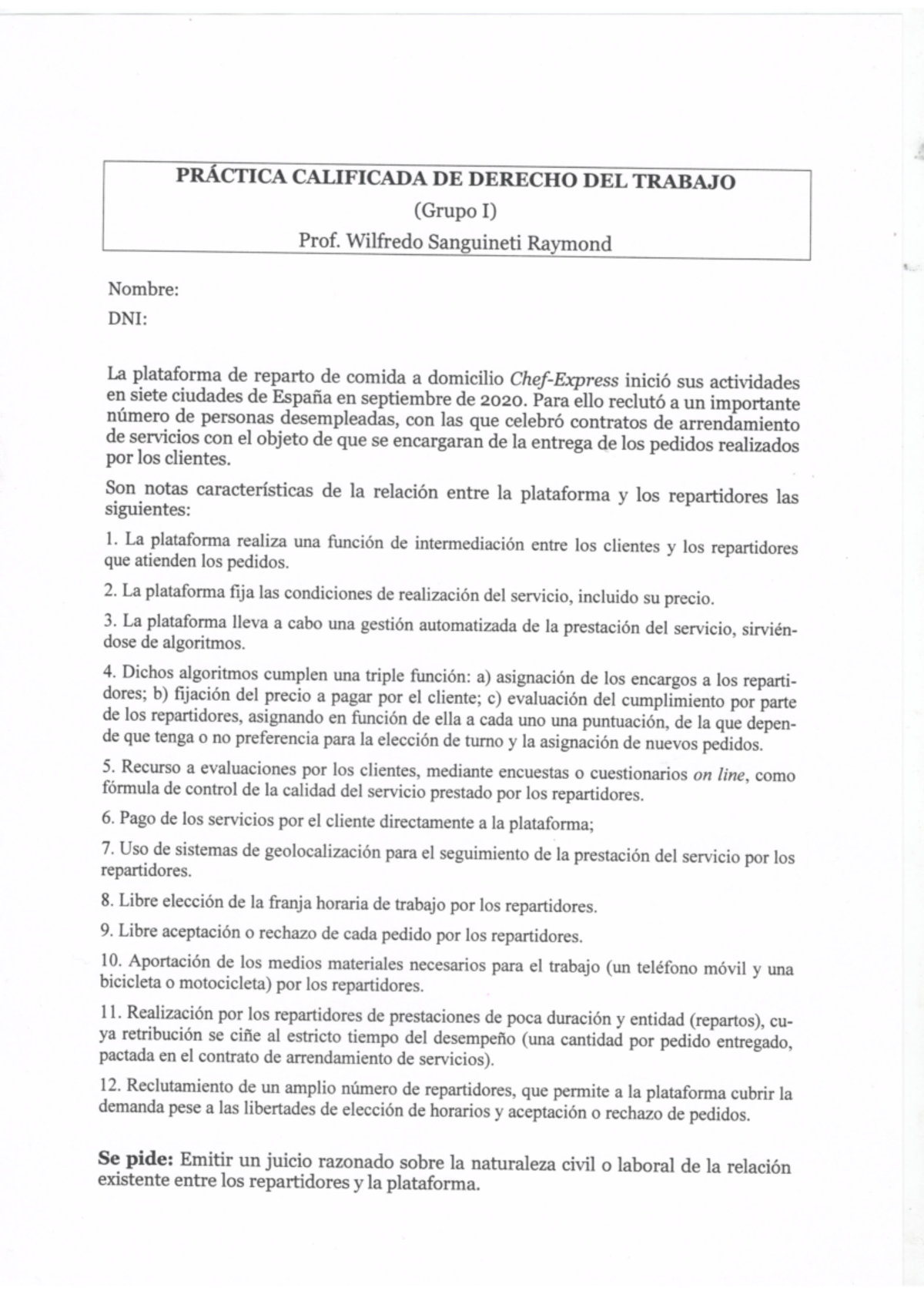 Práctica Examen Derecho Del Trabajo - Studocu