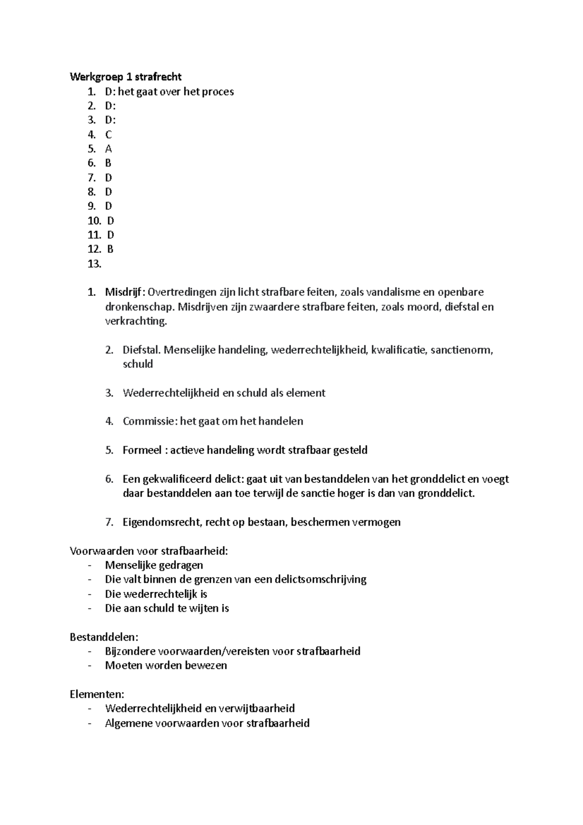 Wg Strafrecht - Werkgroep 1 Strafrecht 1. D: Het Gaat Over Het Proces 2 ...