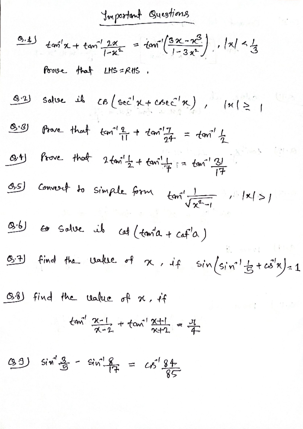 Ch -2 important questions - Mathematics: Applications and ...