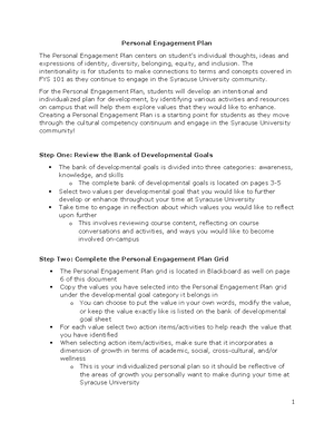 Personal Engagement Plan Grid - Personal Engagement Planning Grid ...