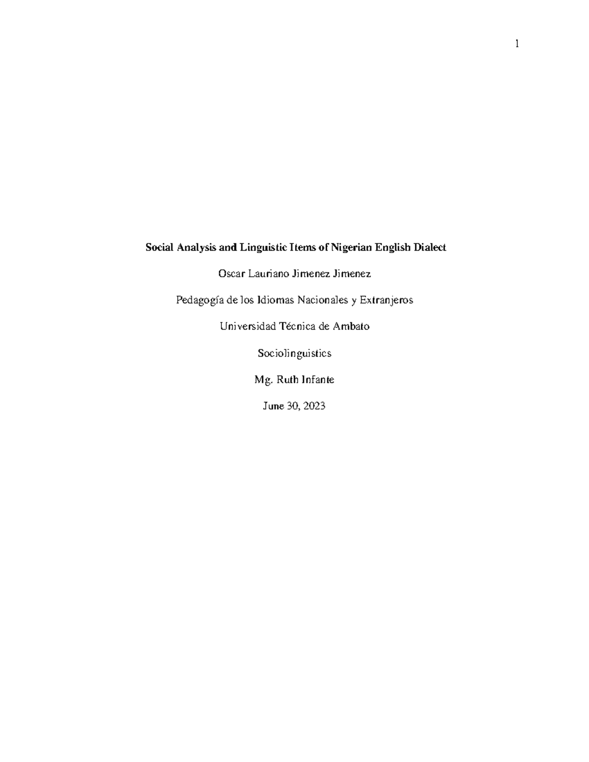 APE 4 - Social Analysis and Linguistic Items of Nigerian English ...
