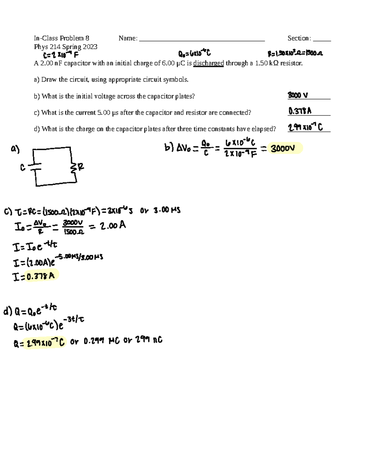 Phys 2 In Class 8 - In-Class Problem 8 Name ...