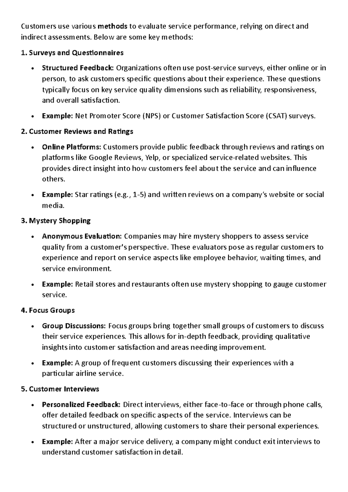 GAPS Model - Notes to study - Customers use various methods to evaluate ...