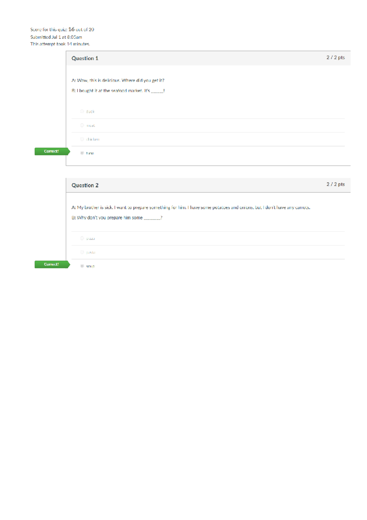 Ingles 2 Weekly Quiz - Ingles II - Studocu