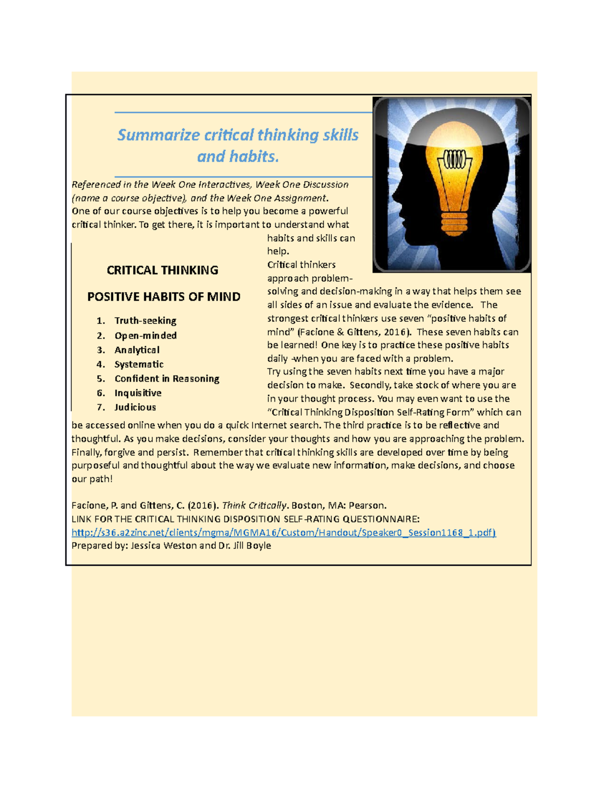 habits of mind critical thinking