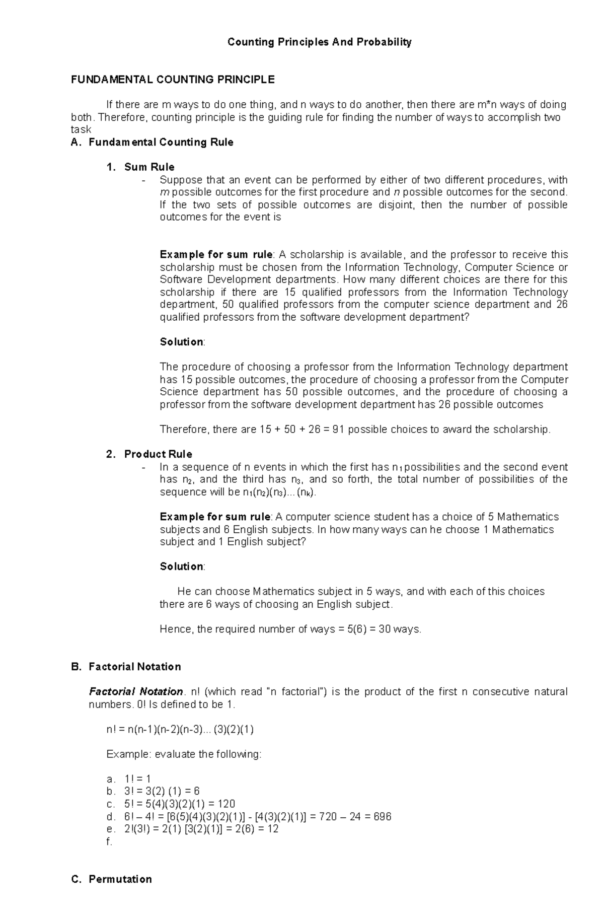 Counting Principles And Probability - Counting Principles And ...