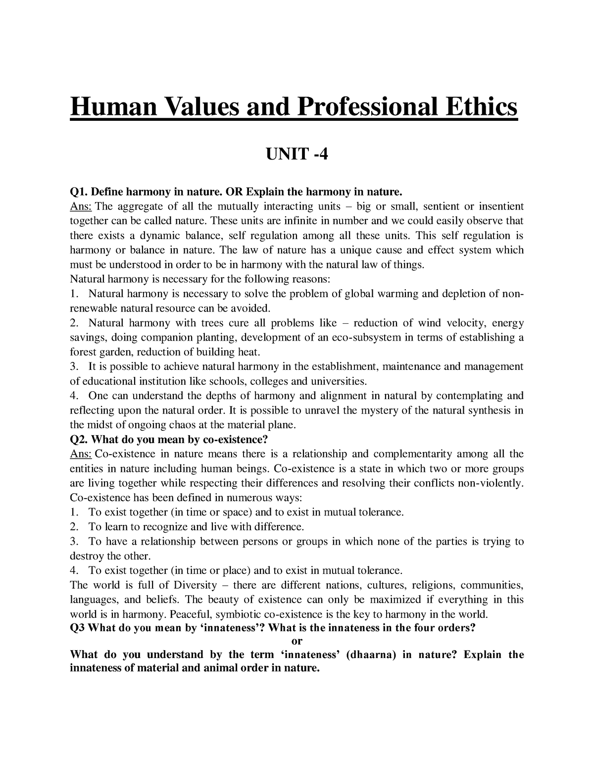 essay on human values and ethics
