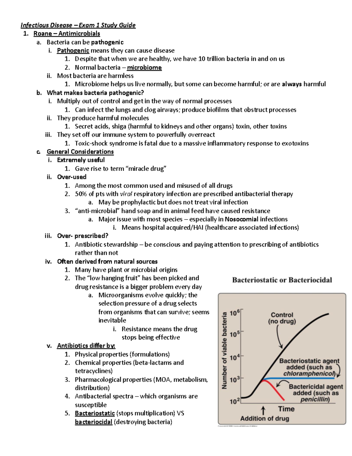 Infectious Disease Exam I Part I - Infectious Disease – Exam 1 Study ...