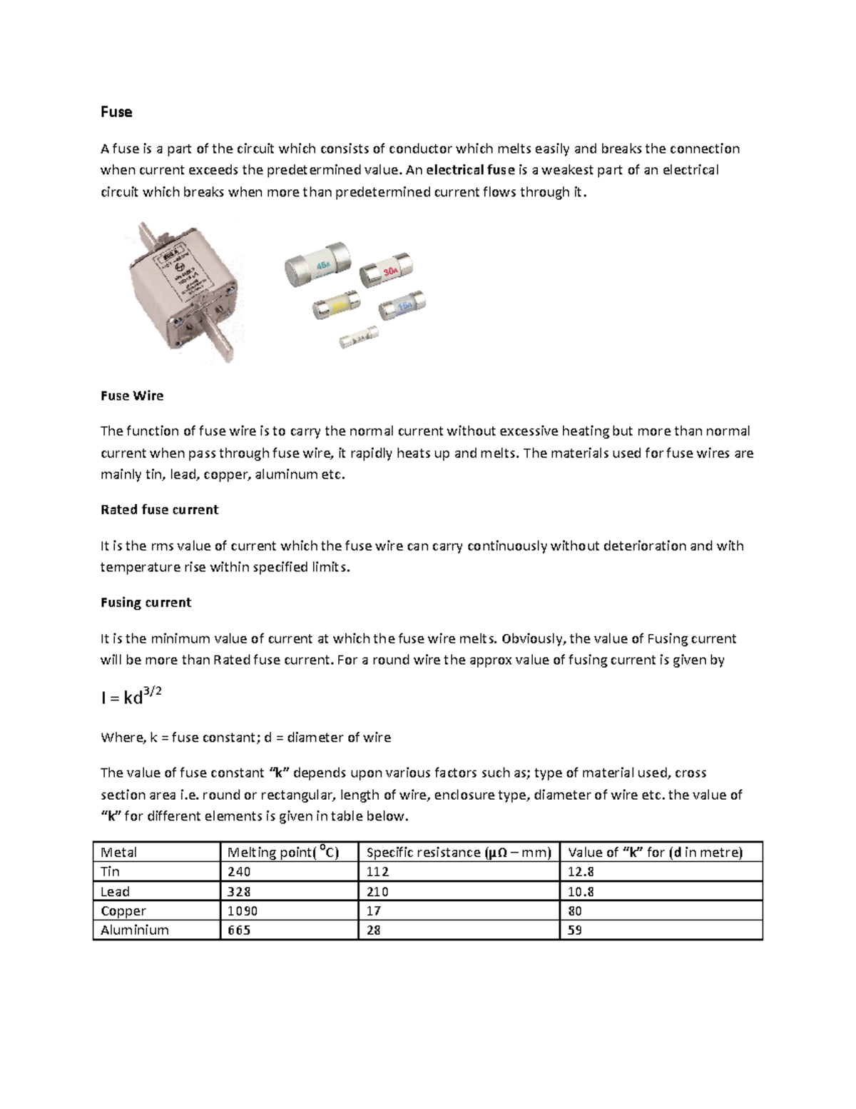 Fuses Lecture notes 1 Fuse Studocu