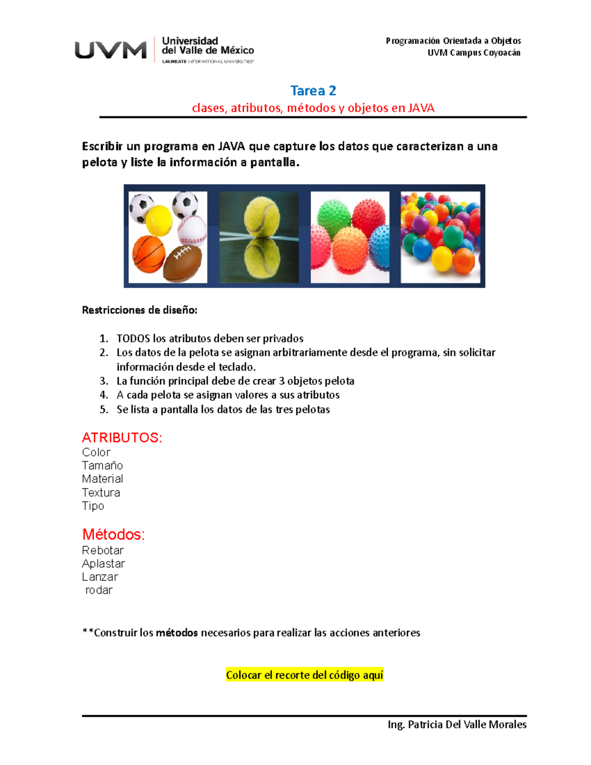 Tarea 2 clases y objetos en JAVA - Programación Orientada a Objetos UVM ...