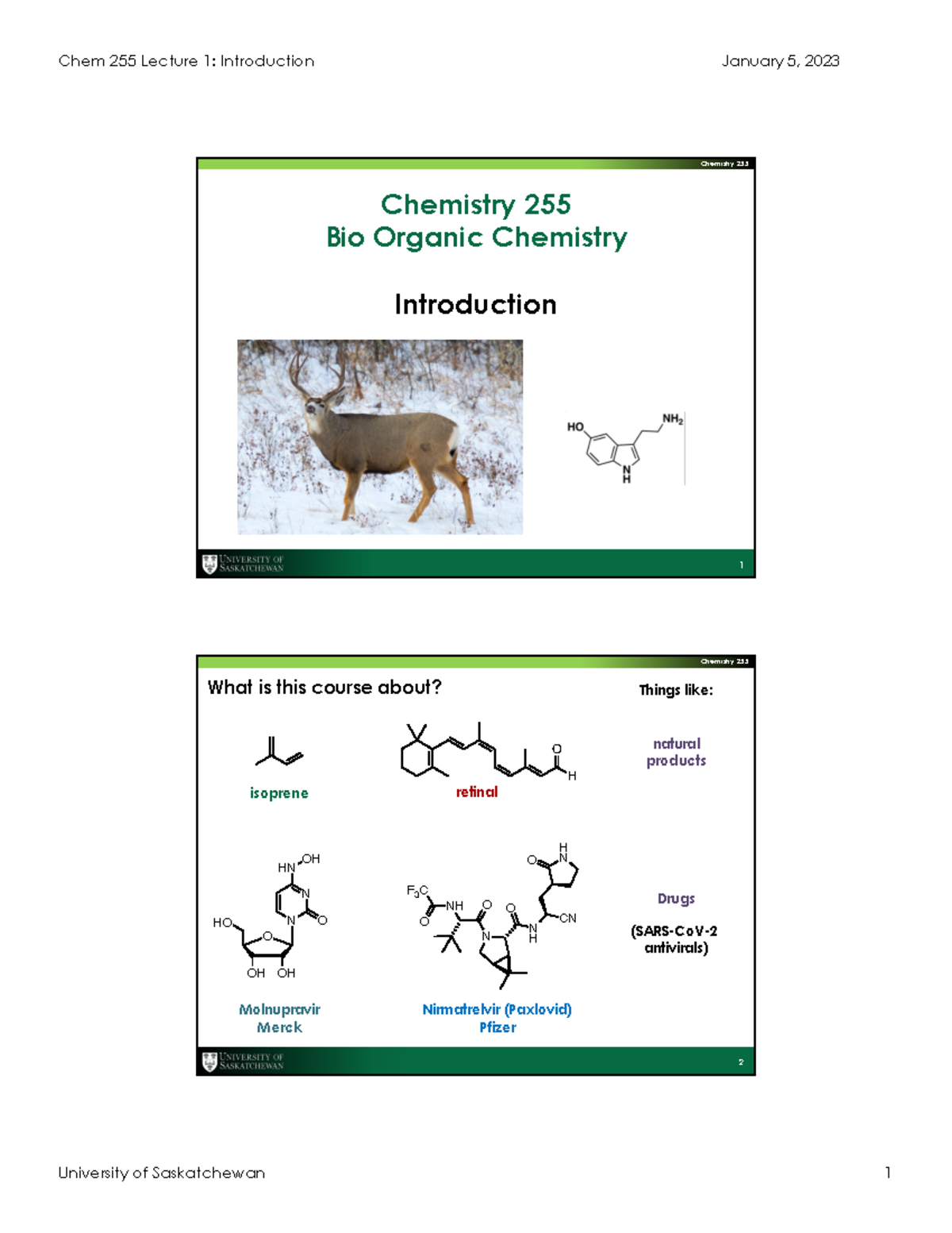 Lecture 1 - Not - Chem Istry 255 Chemistry 255 Bio Organic Chemistry ...