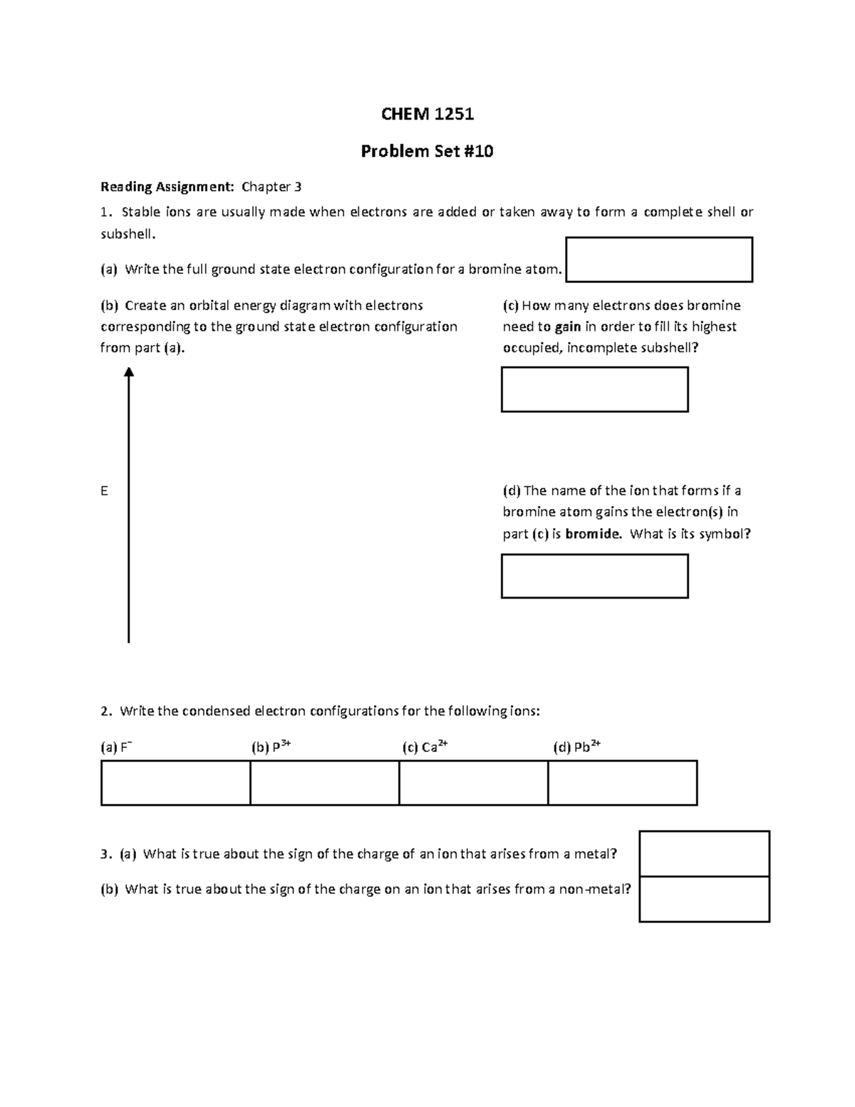 Ps 10 Tro Chapter 3 1 Practice Problems Chem 1251 Problem Set Reading Assignment Chapter 3 6628