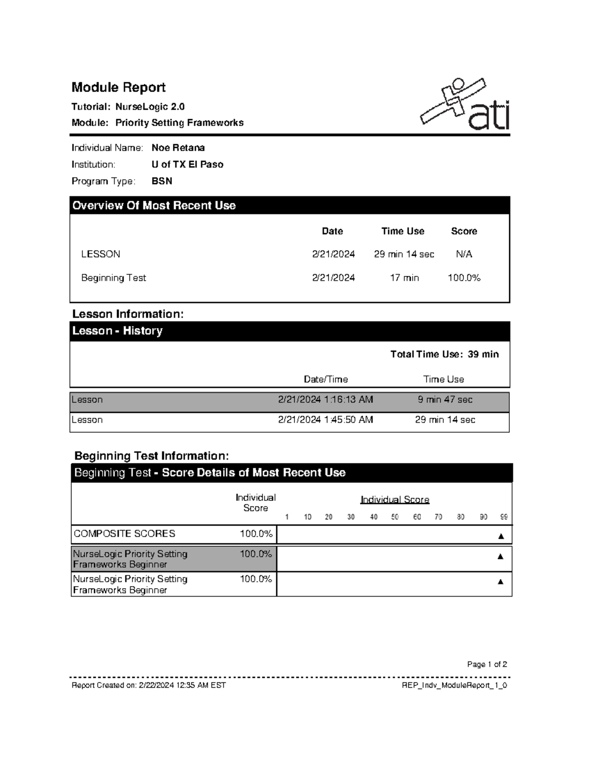 Priority Setting Frameworks ATI - Individual Name: Institution: Program ...