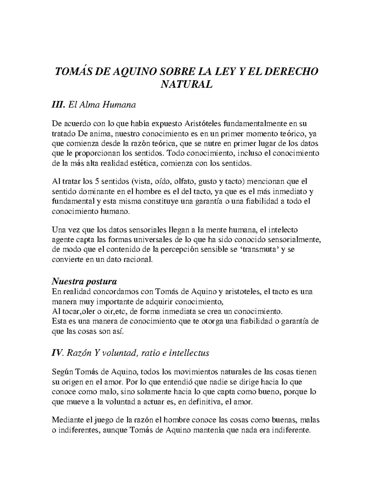 TOMÁS DE Aquino Sobre LA LEY Y EL Derecho Natural - TOMÁS DE AQUINO ...