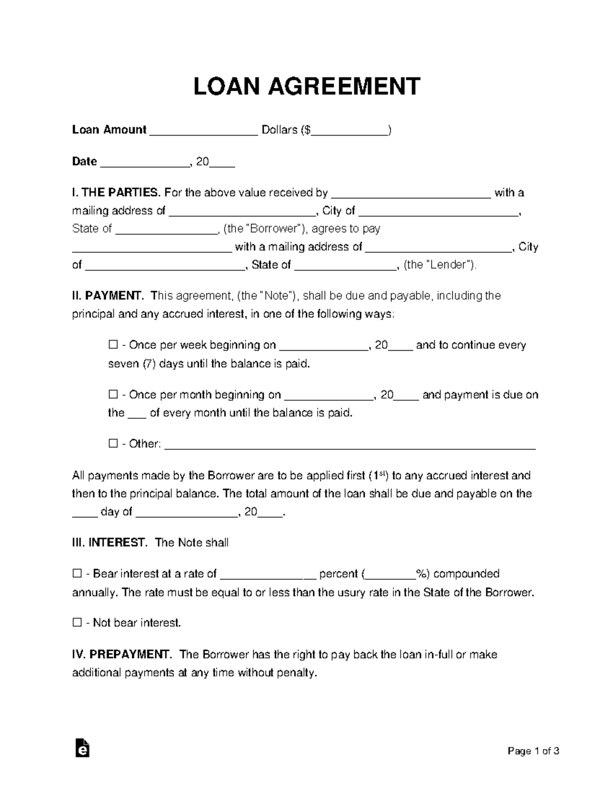 Loan-agreement-template - Page 1 of 3 LOAN AGREEMENT Loan Amount ...