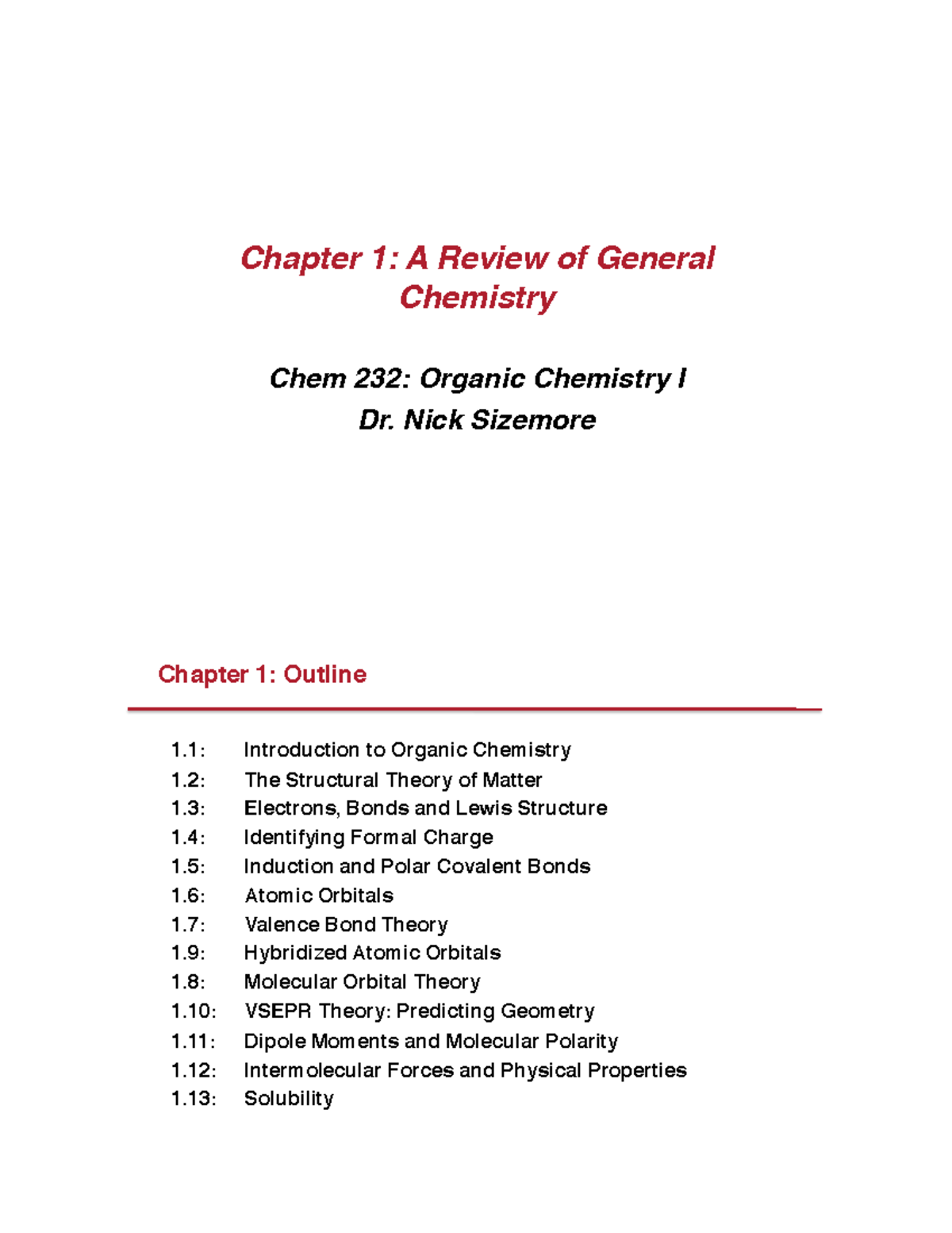 Chem232 Ch01 2page - Sizemore - Chapter 1: A Review Of General ...