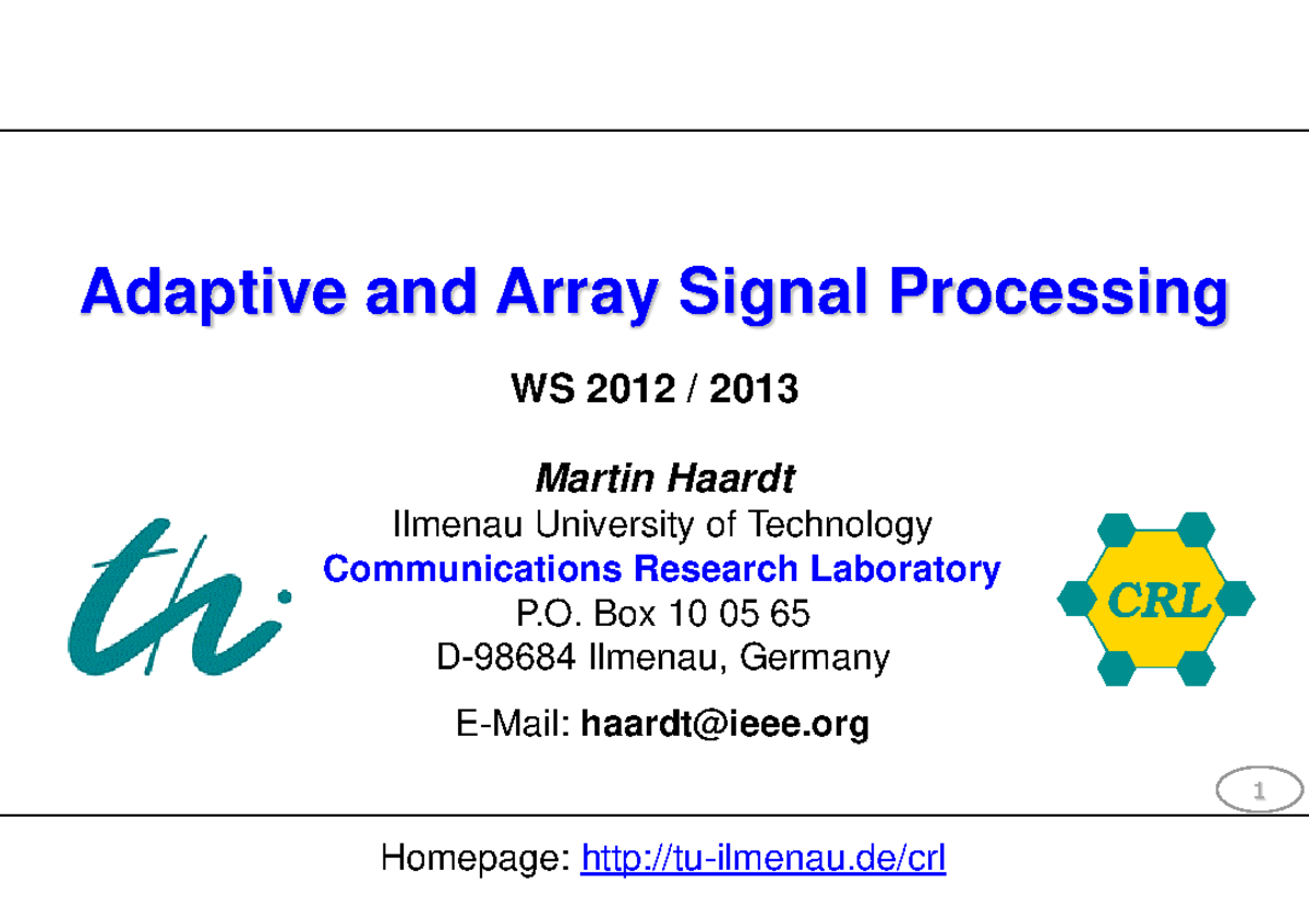 AASP 13 140401 kompakt Ilmenau University of Technology 1 Adaptive