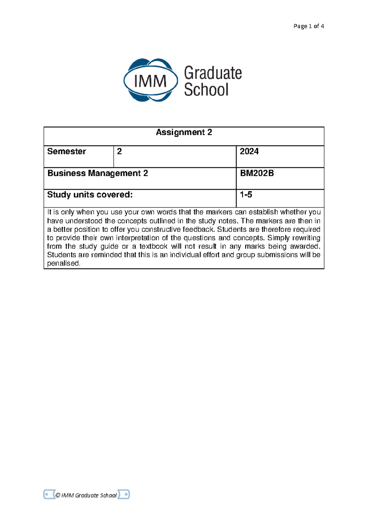 BM202B 2024 S2 Assignment 2 Final - Assignment 2 Semester 2 2024 ...