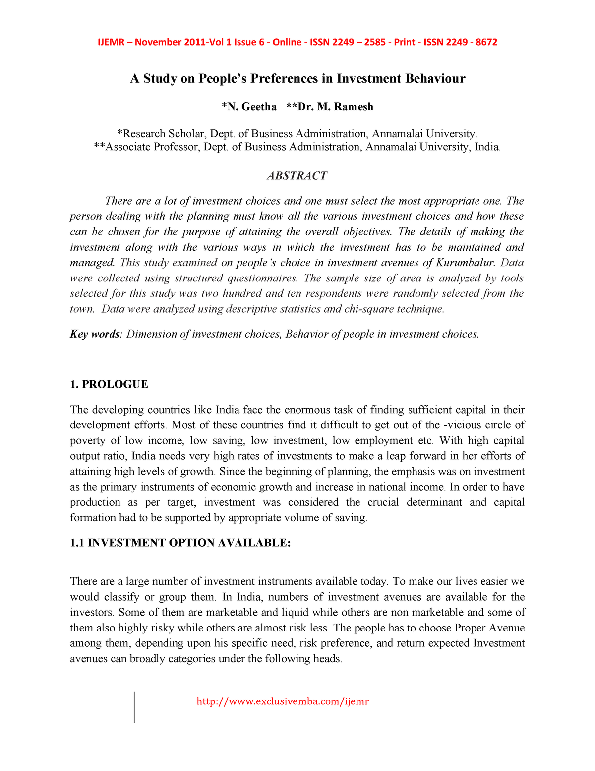 literature review on investment preferences